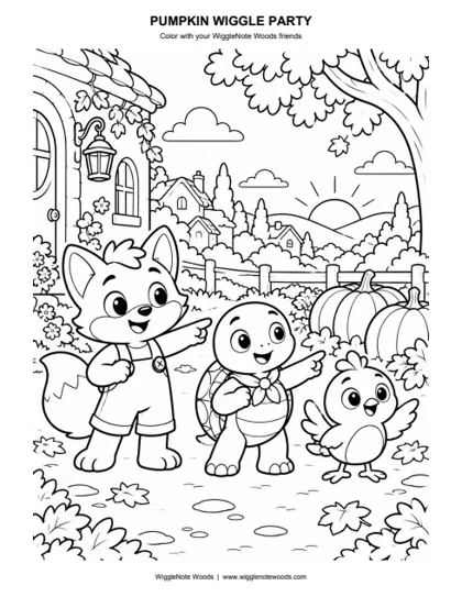Pumpkin Wiggle Party — Coloring page 1